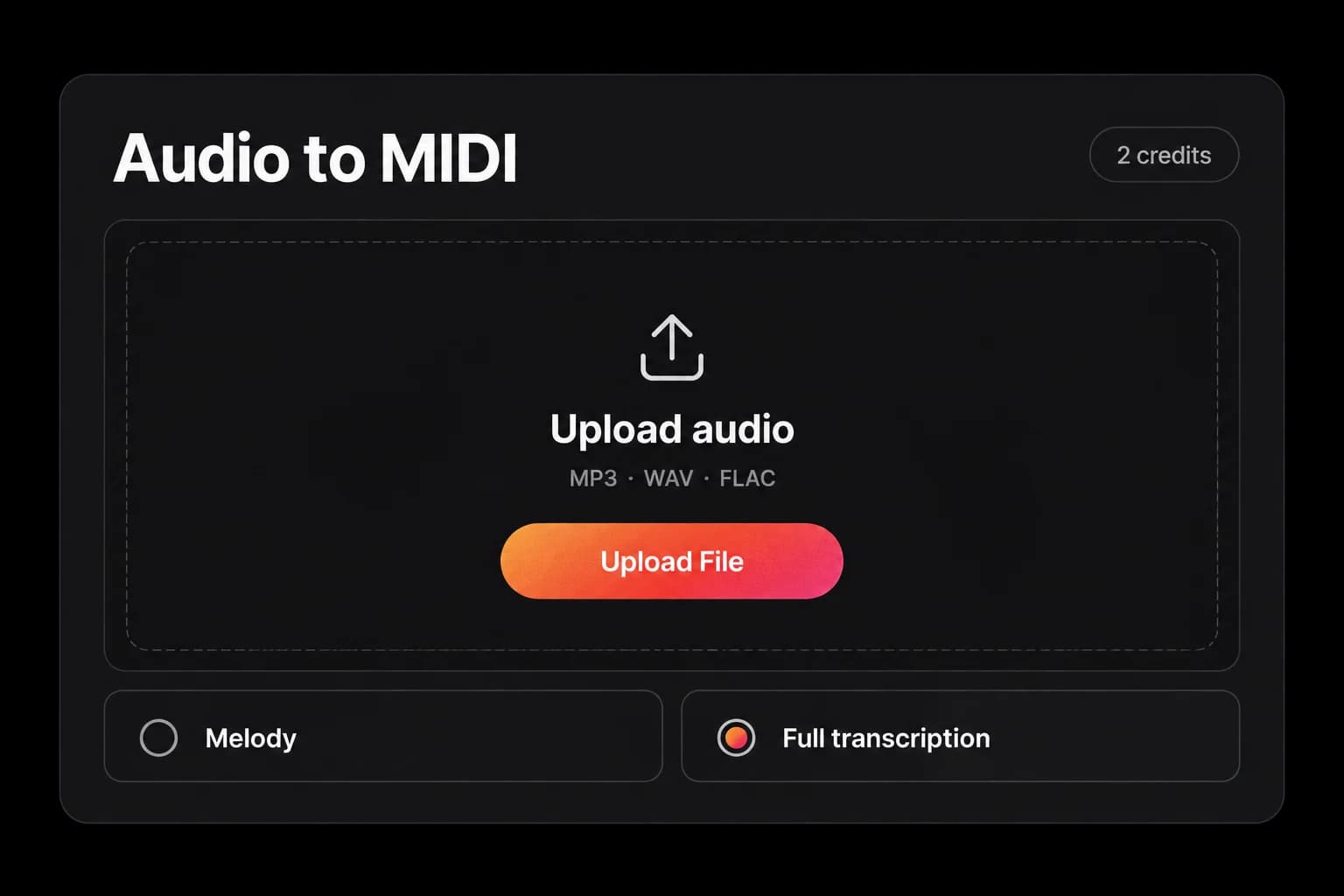 Upload your audio and choose a mode