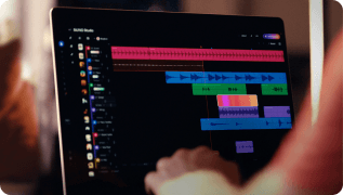 A studio timeline used while revising a song across several passes