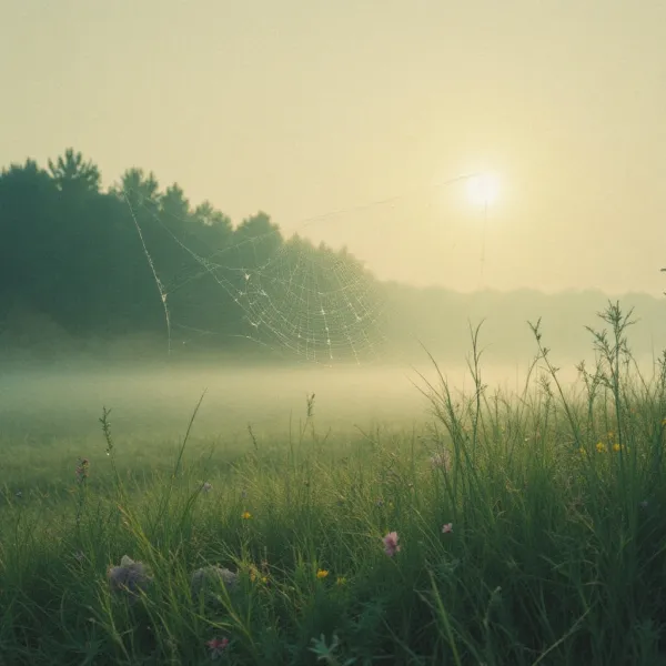 Morning grass, dew and warm light, suggesting a careful first listen